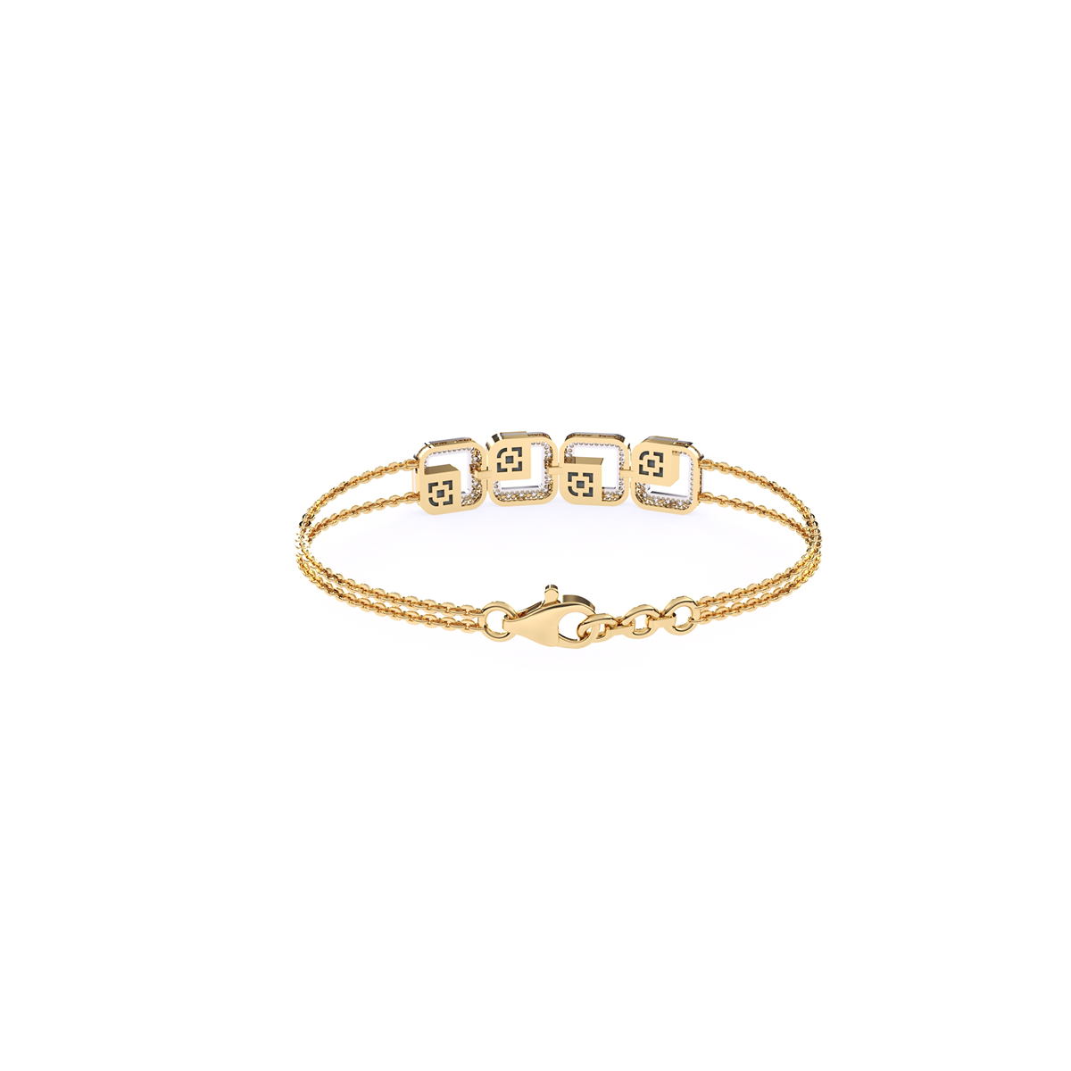 Unique Four Square Swastika Lab Grown Diamond bracelet